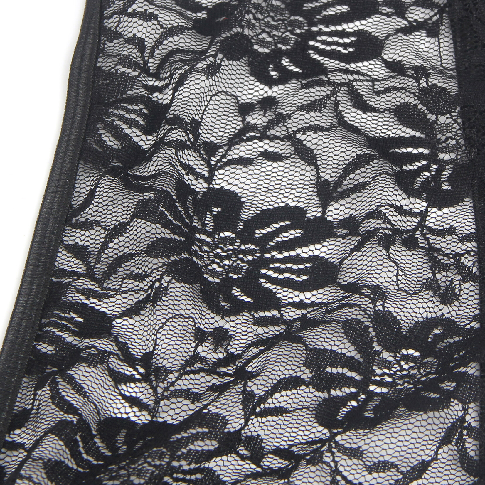 OH YEAH! -  BLACK SEXY LACE MESH HALTER NECK OPEN CROTCH TEDDY LINGERIE 2PCS SET X-LARGE BLACK