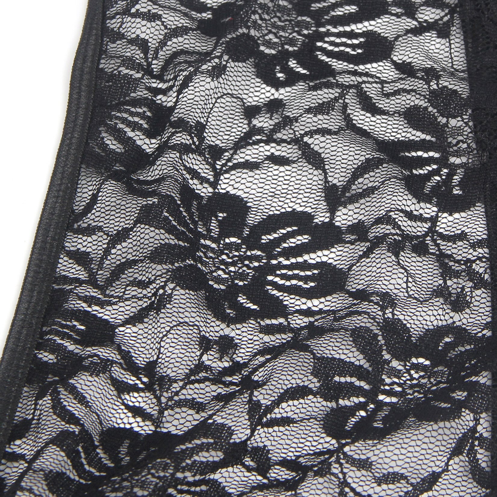 OH YEAH! -  BLACK SEXY LACE MESH HALTER NECK OPEN CROTCH TEDDY LINGERIE 2PCS SET 2XL BLACK