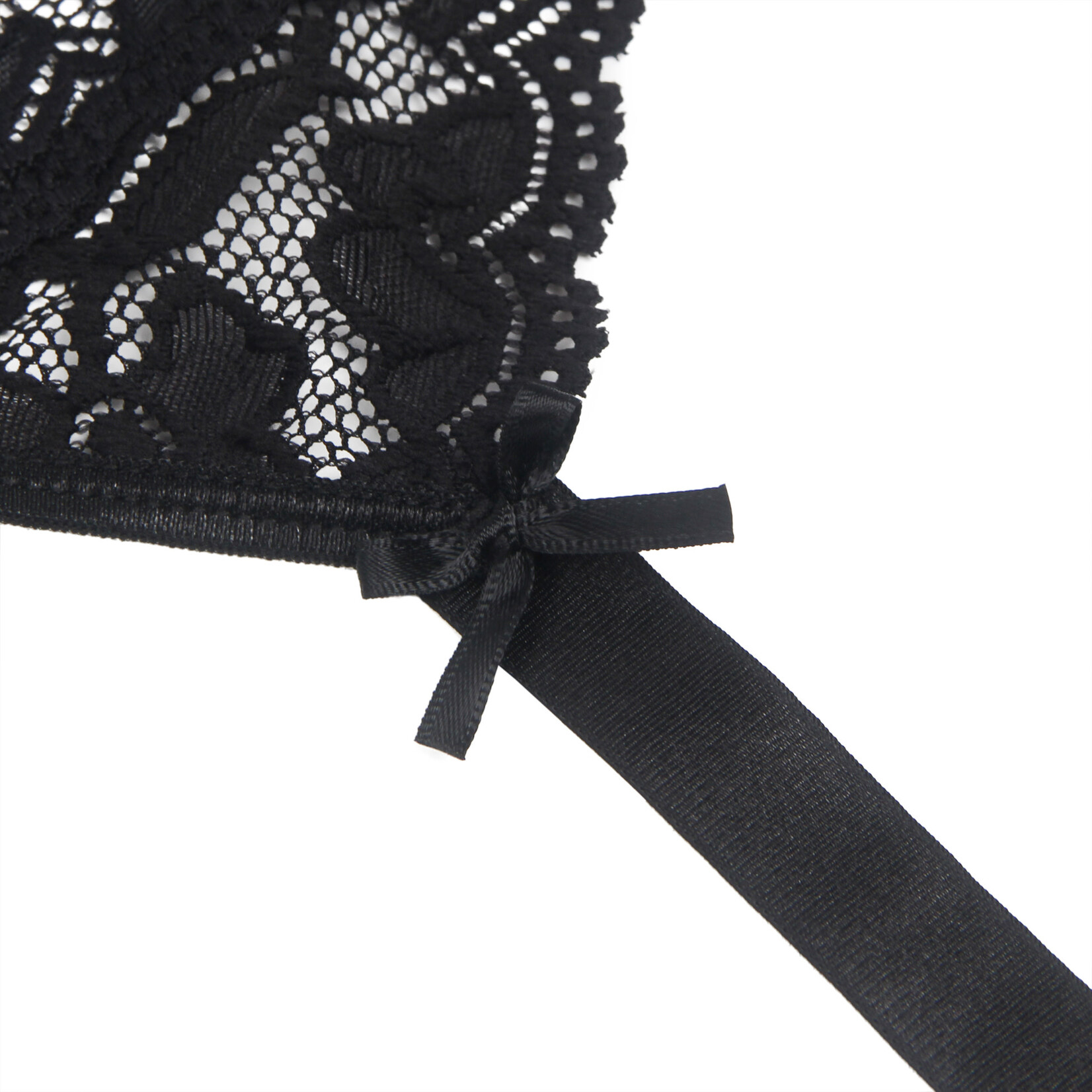 OH YEAH! -  BLACK SEXY LACE METAL CLIPS GARTER PANTY   XS-S BLACK