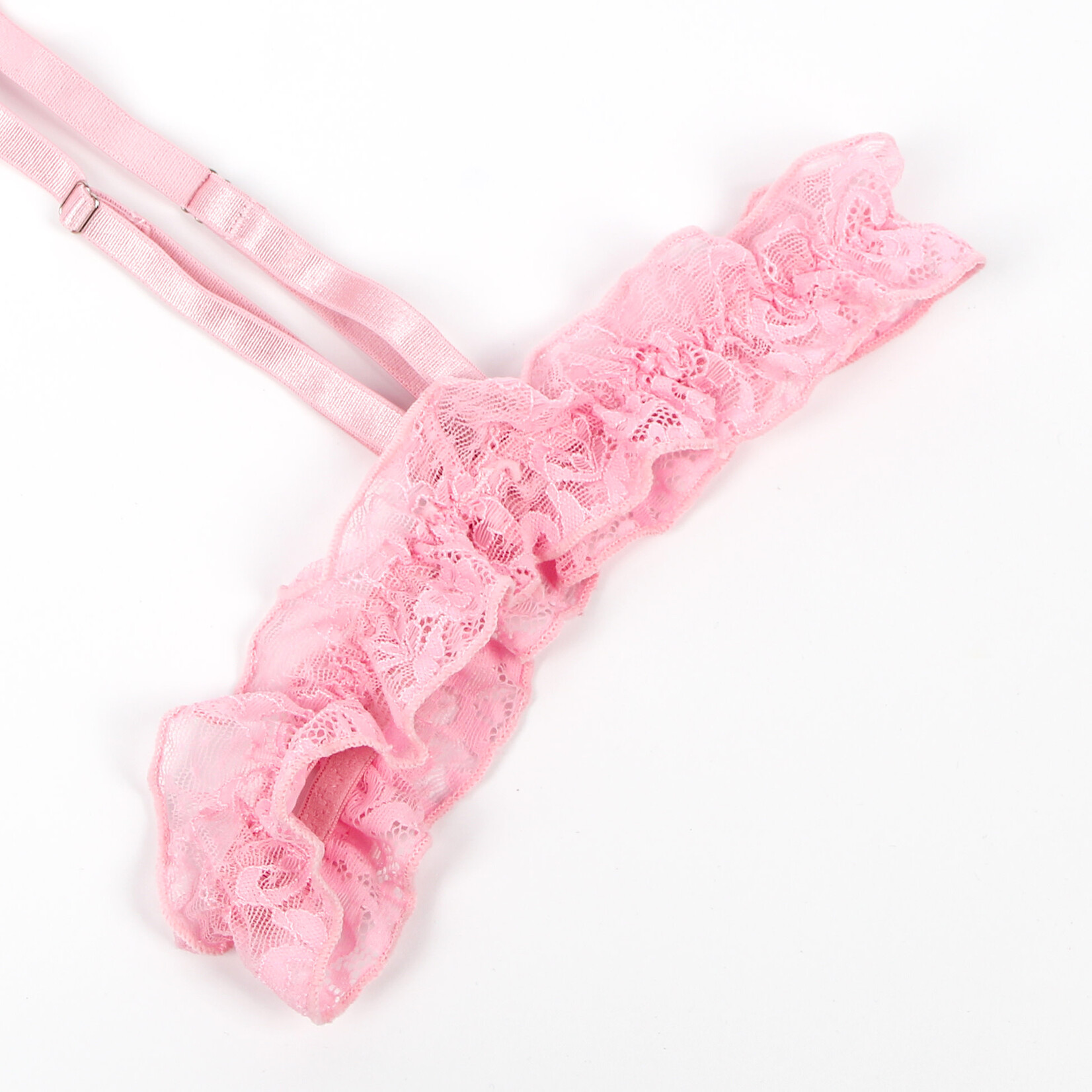 OH YEAH! -  PINK SEXY SLIM LACE GARTER LEG RING TEDDY XL-2XL PINK