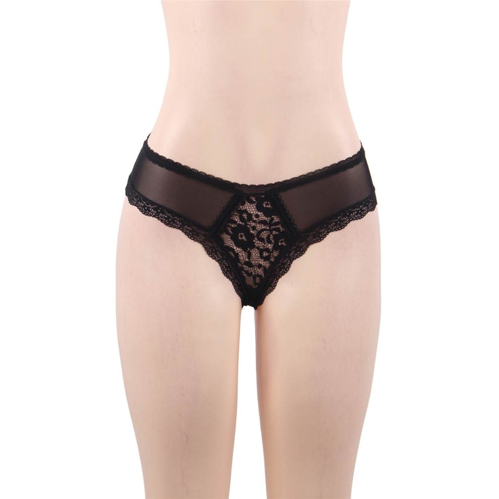 OH YEAH! -  BLACK SEXY FLORAL LACE PANTY   XS-S AS SHOWN