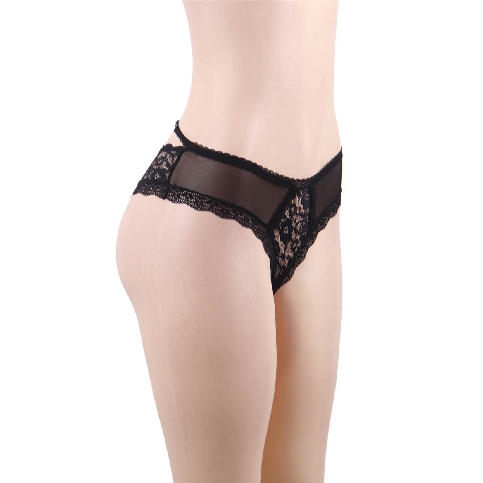 OH YEAH! -  BLACK SEXY FLORAL LACE PANTY   XL-2XL AS SHOWN