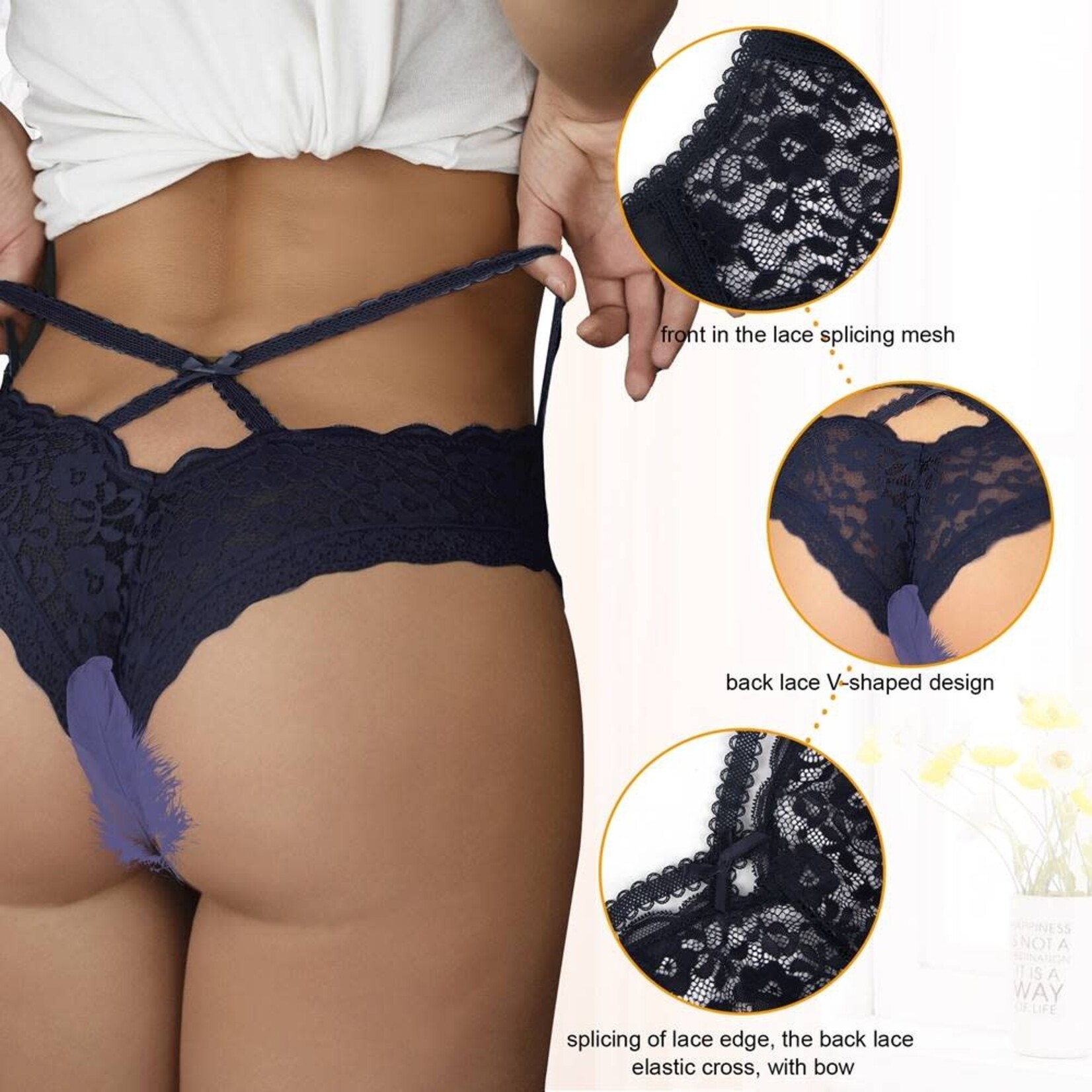 OH YEAH! -  SEXY FLORAL LACE PANTY   M-L AS SHOWN