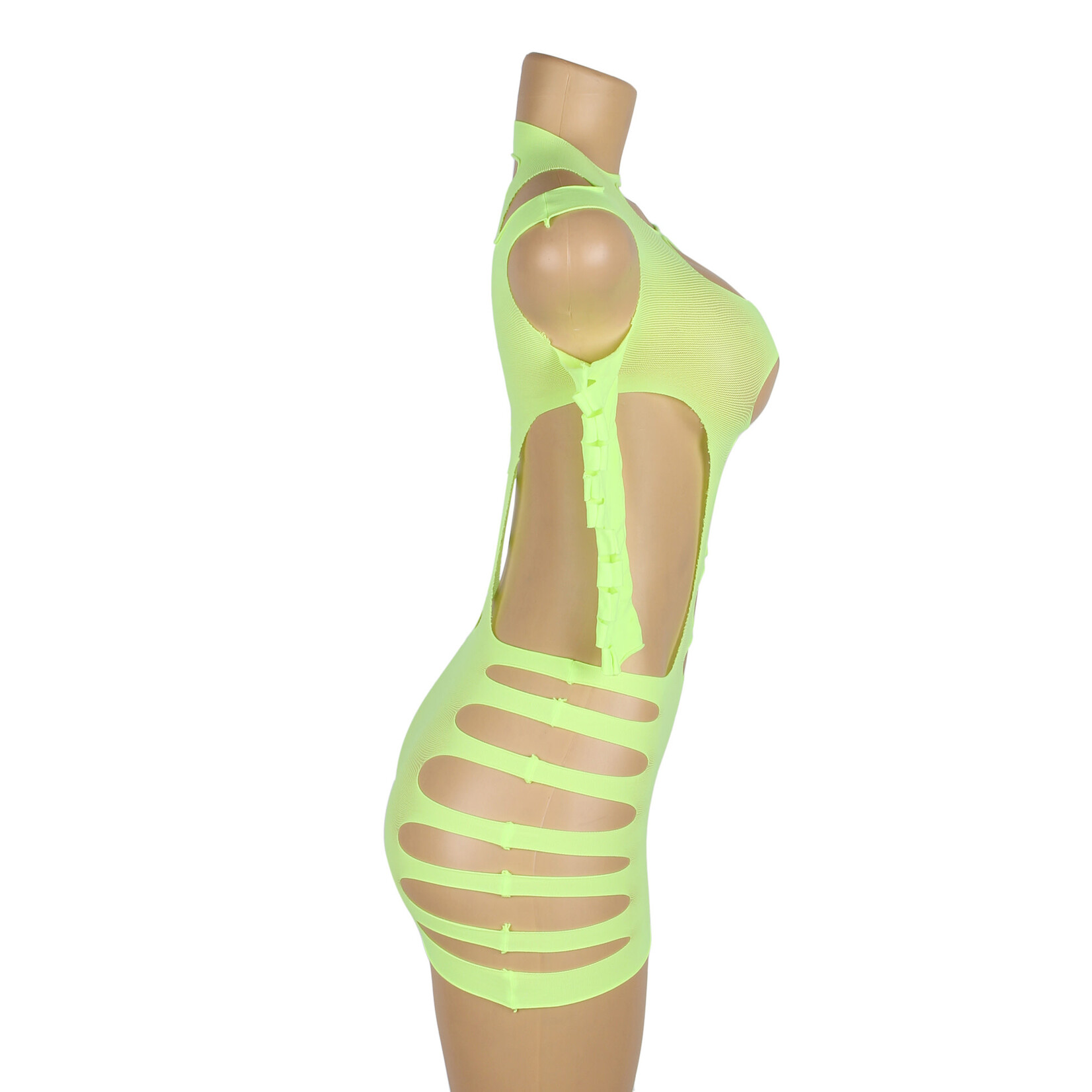 OH YEAH! -  GREEN SEXY LONG SLEEVES HOLLOW OUT BODYSTOCKING L-2XL GREEN