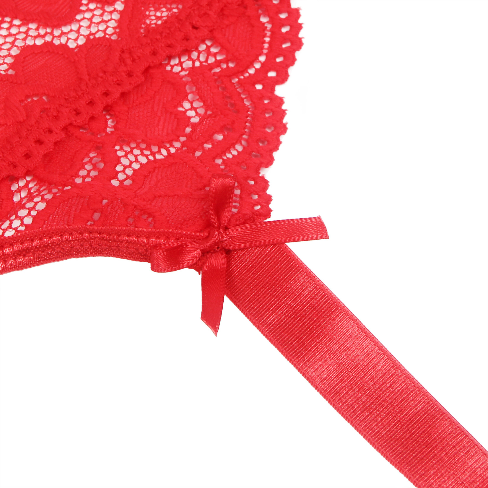 OH YEAH! -  RED SEXY LACE METAL CLIPS GARTER PANTY   XL-2XL RED