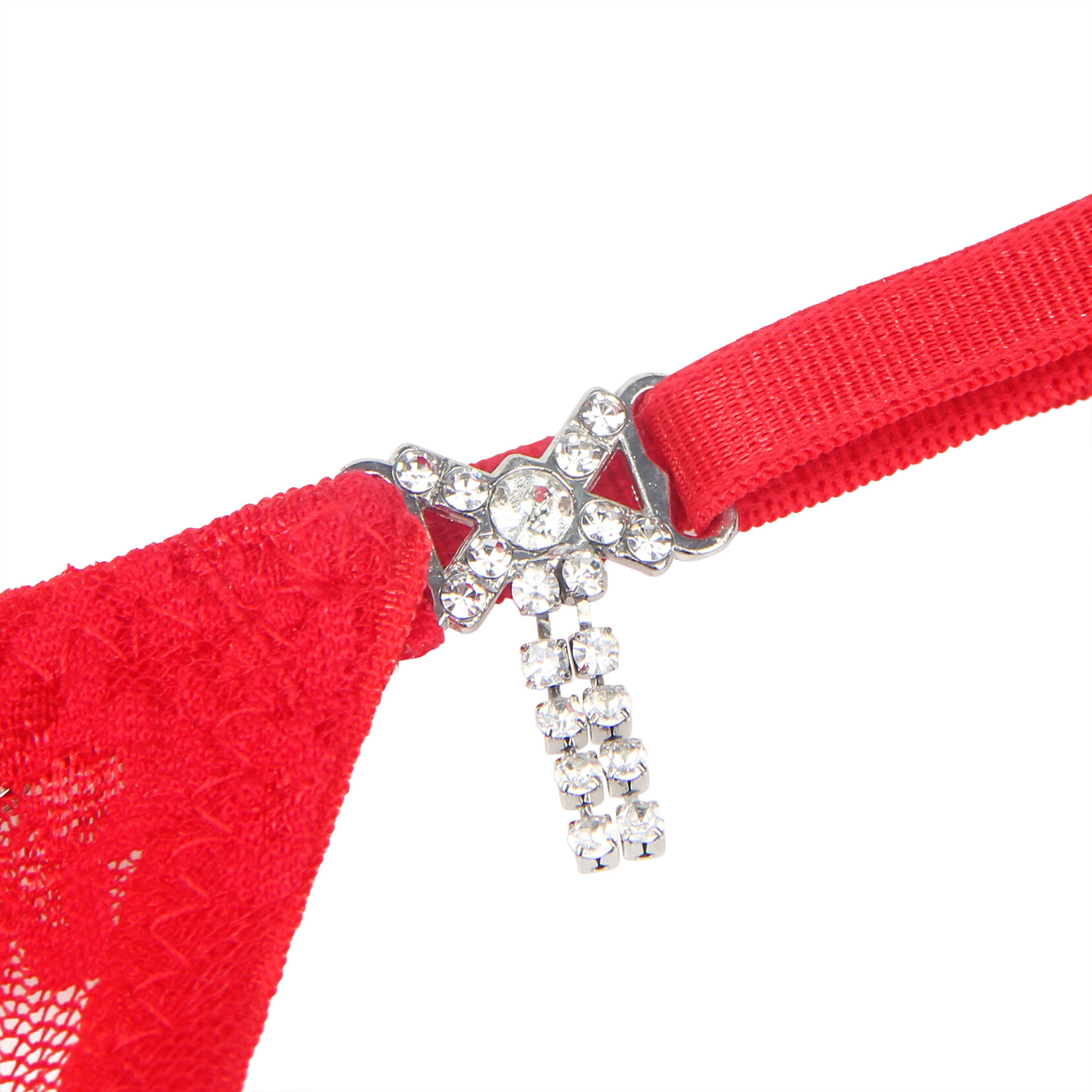 OH YEAH! -  RED SEXY LACE RIBBON BOW BUCKLES WAIST ADJUSTABLE WOMEN THONG LARGE RED