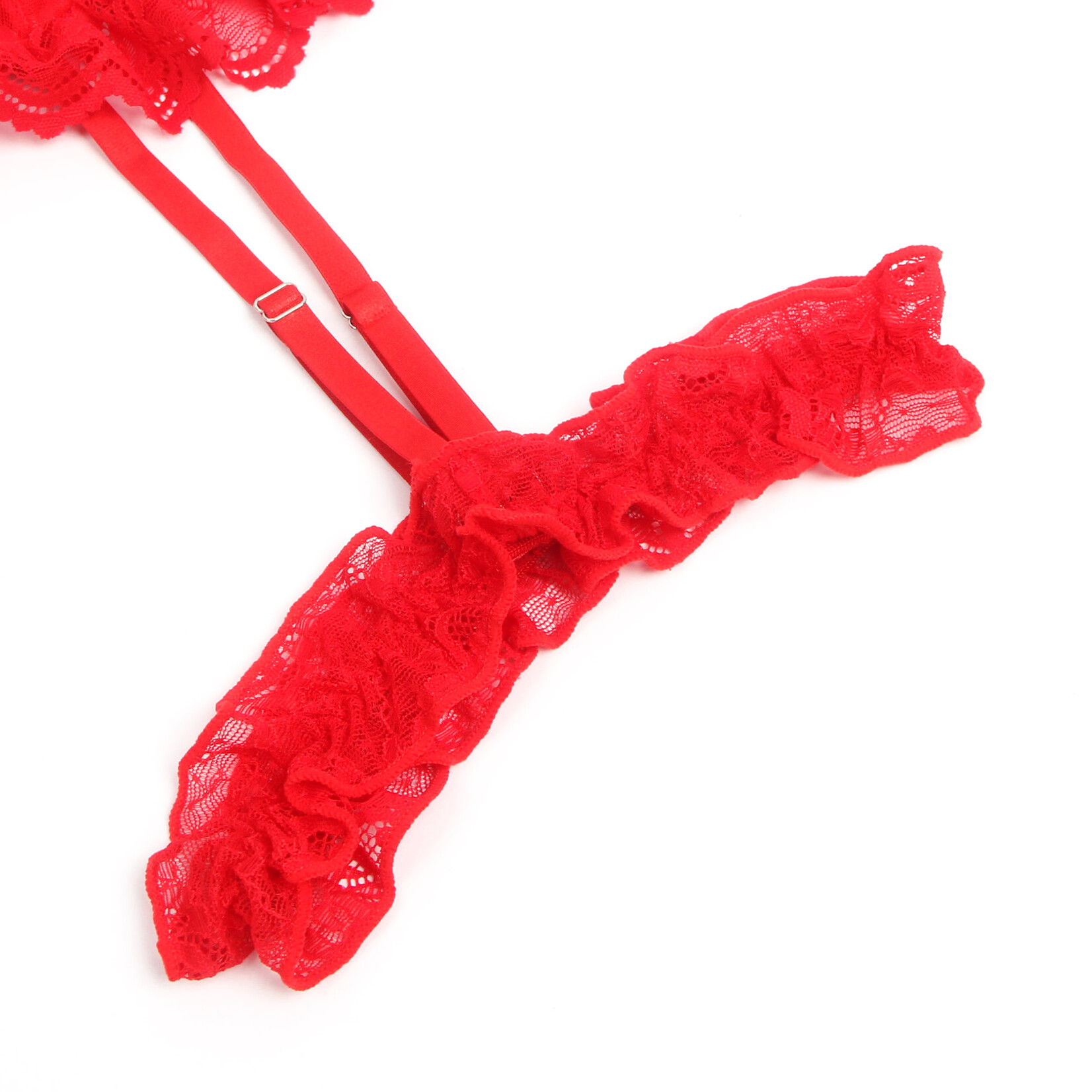 OH YEAH! -  RED SEXY SLIM LACE GARTER LEG RING TEDDY XL-2XL RED