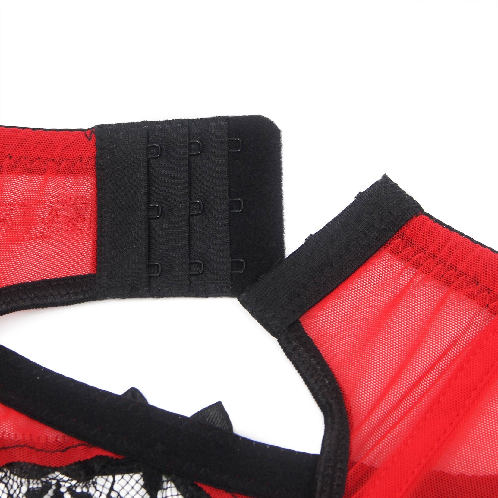 OH YEAH! -  RED SEXY EYELASH LACE METAL CLIPS GARTER PANTY   LARGE RED