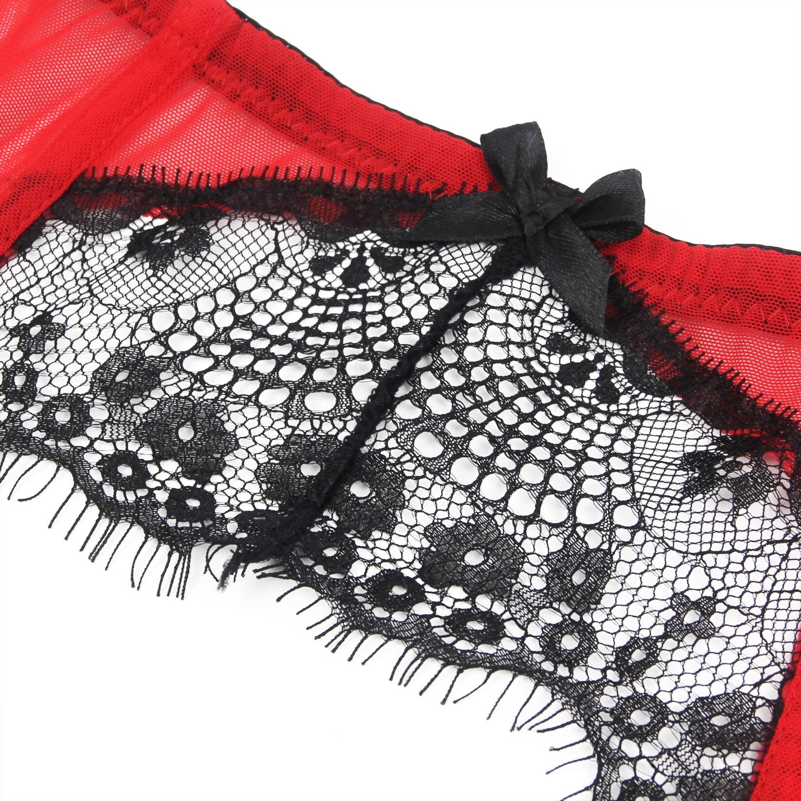 OH YEAH! -  RED SEXY EYELASH LACE METAL CLIPS GARTER PANTY   X-LARGE RED