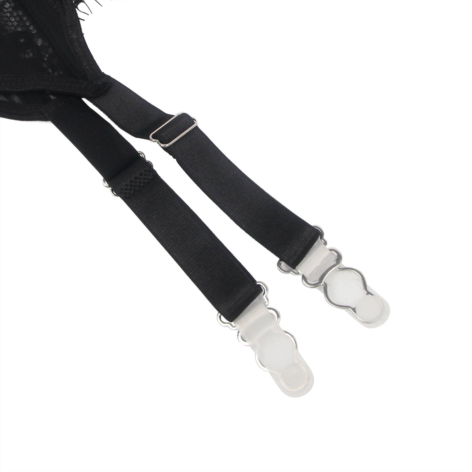 OH YEAH! -  BLACK SEXY EYELASH LACE METAL CLIPS GARTER PANTY   LARGE BLACK