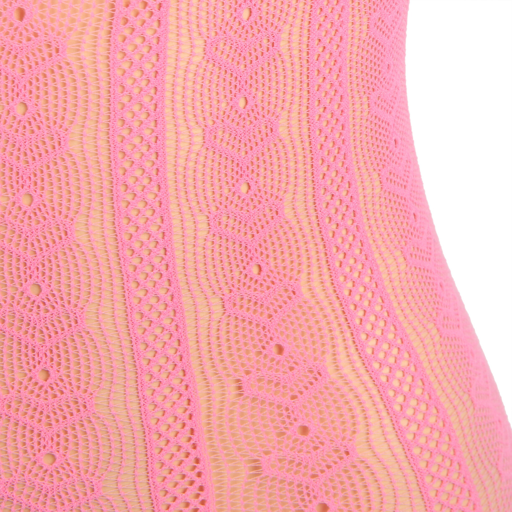 OH YEAH! -  PINK SEXY LONG SLEEVES HOLLOW OUT BOW BODYSTOCKING XS-M PINK