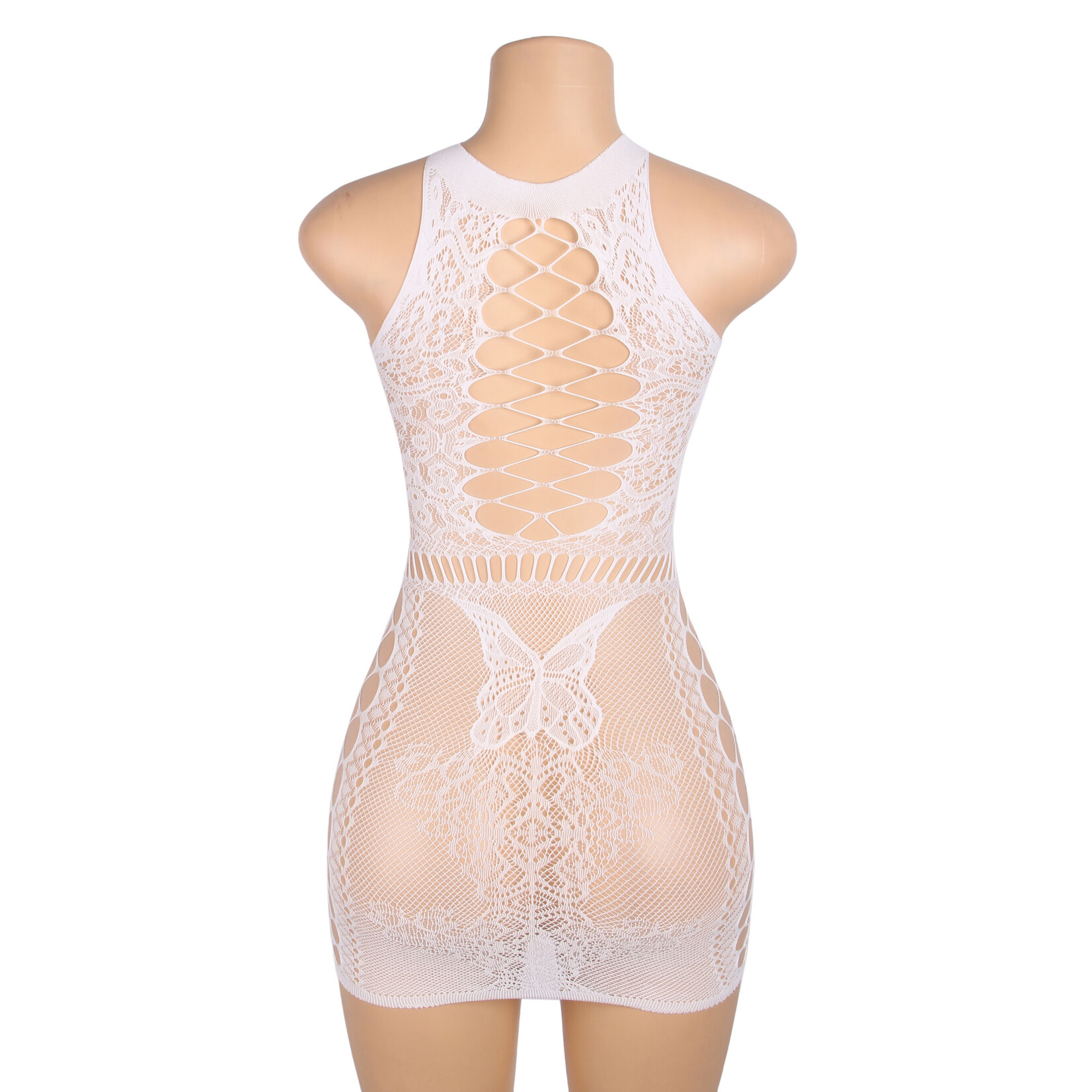 OH YEAH! -  WHITE SEXY JACQUARD HOLLOW OUT LUMINOUS GLOW IN THE DARK BODYSTOCKING ONE SIZE WHITE