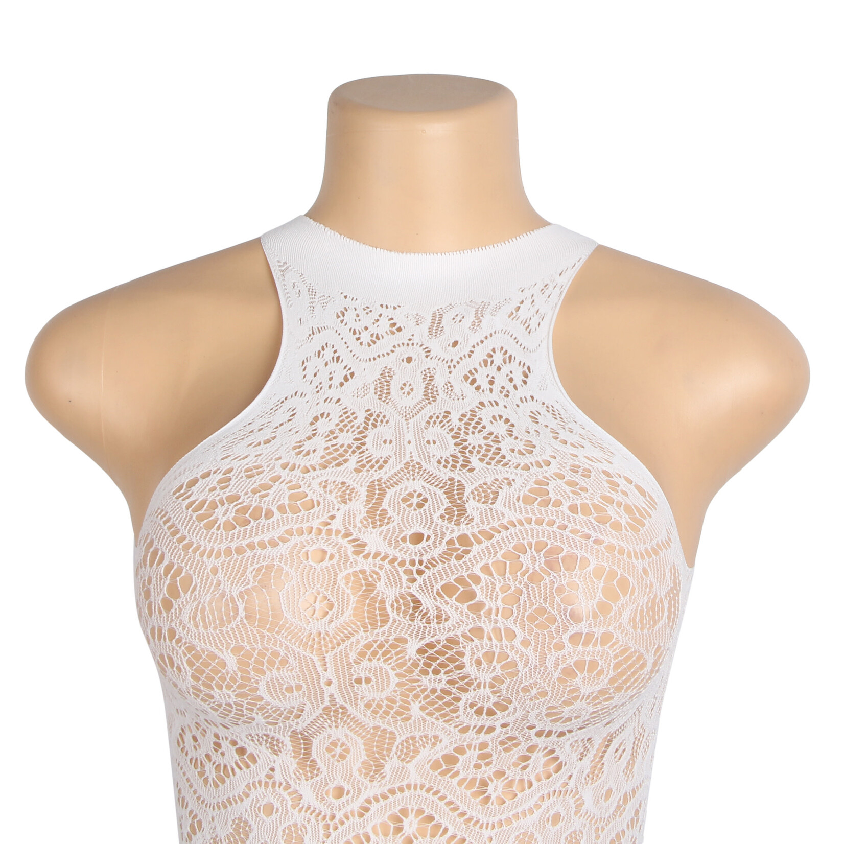 OH YEAH! -  WHITE SEXY JACQUARD HOLLOW OUT LUMINOUS GLOW IN THE DARK BODYSTOCKING ONE SIZE WHITE