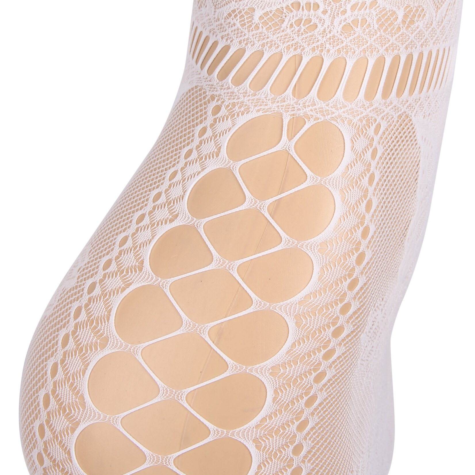 OH YEAH! -  WHITE SEXY JACQUARD HOLLOW OUT LUMINOUS GLOW IN THE DARK BODYSTOCKING ONE SIZE WHITE