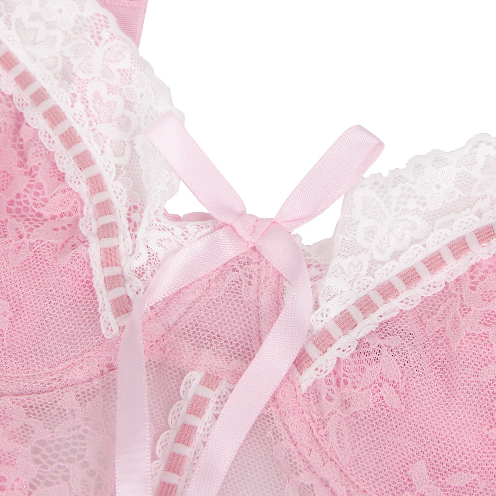 OH YEAH! -  PINK SEXY LACE RUFFLED SUSPENDER NIGHTDRESS X-LARGE PINK