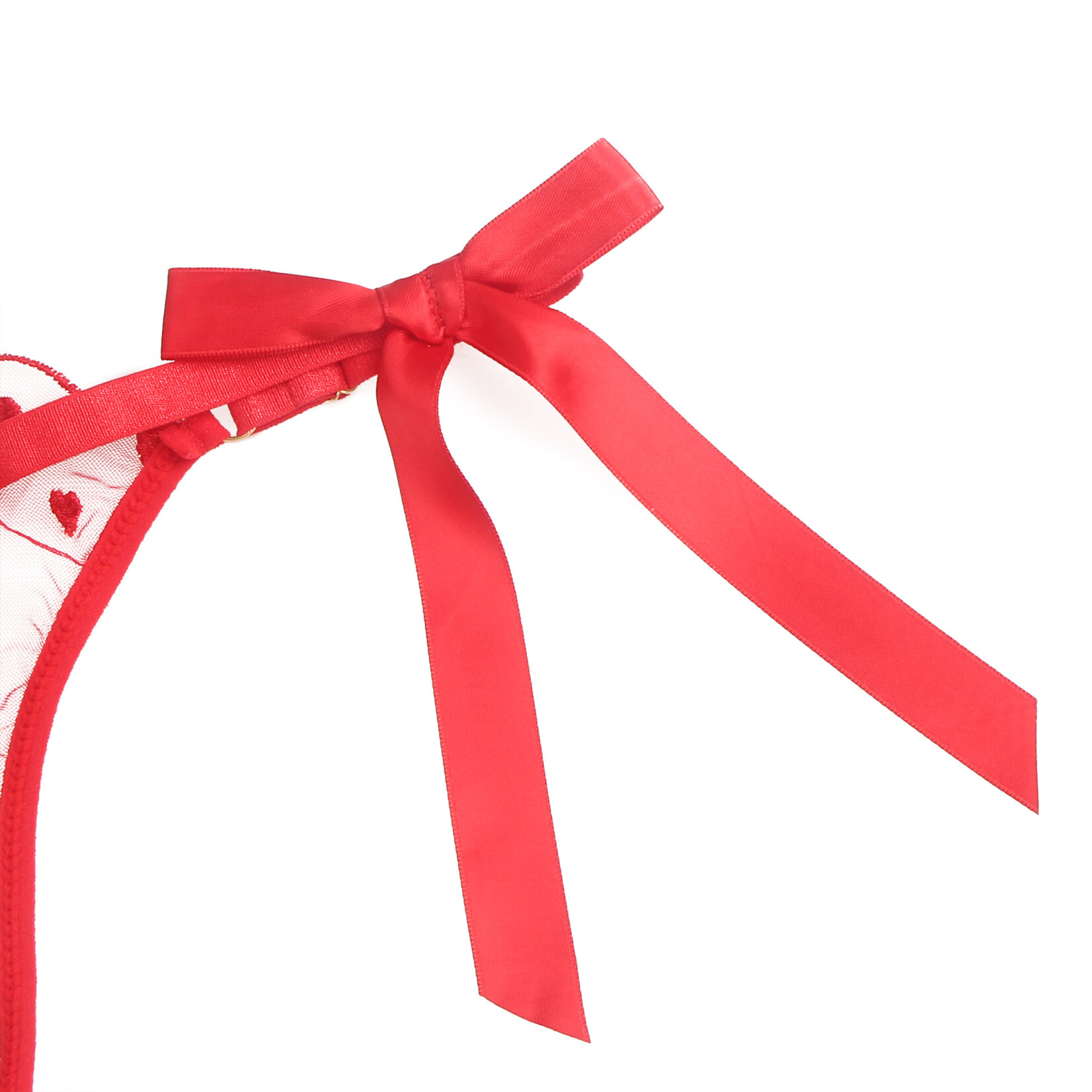 OH YEAH! -  RED SEXY MESH EMBROIDERY HEART BRA SET 2XL RED