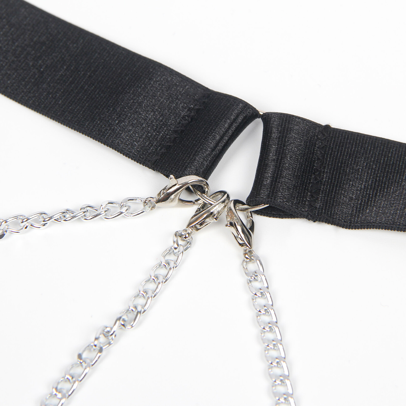 OH YEAH! -  BLACK MESH CHAIN SUSPENDER BODYSUIT XS-S BLACK