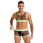 OH YEAH! -  GREEN MEN SEXY FISHNET SEE THROUGH LINGERIE SET SMALL GREEN
