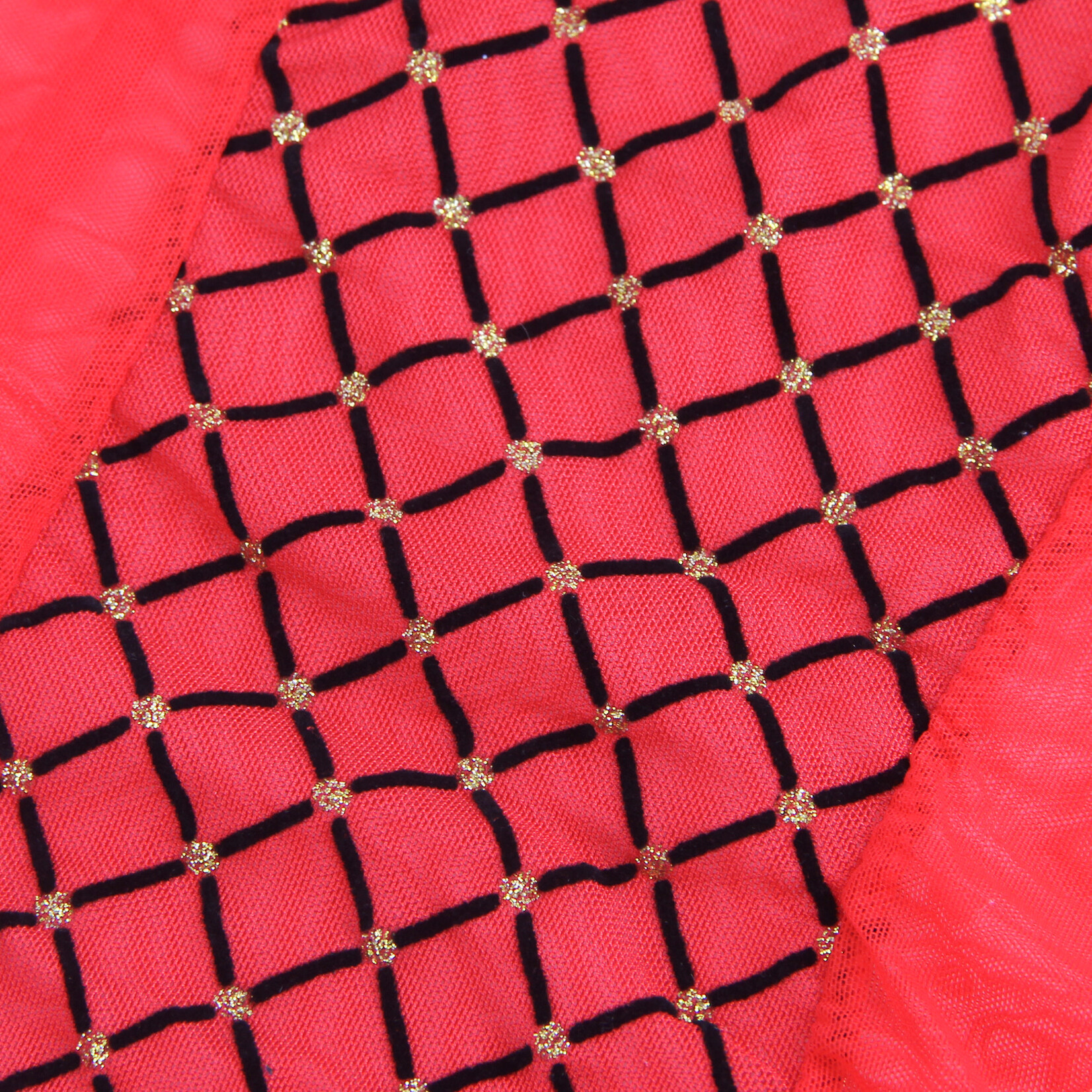 OH YEAH! -  RED SEXY FLOCKED MESH HALTER NECK CROTCHLESS BODYSUIT SMALL RED