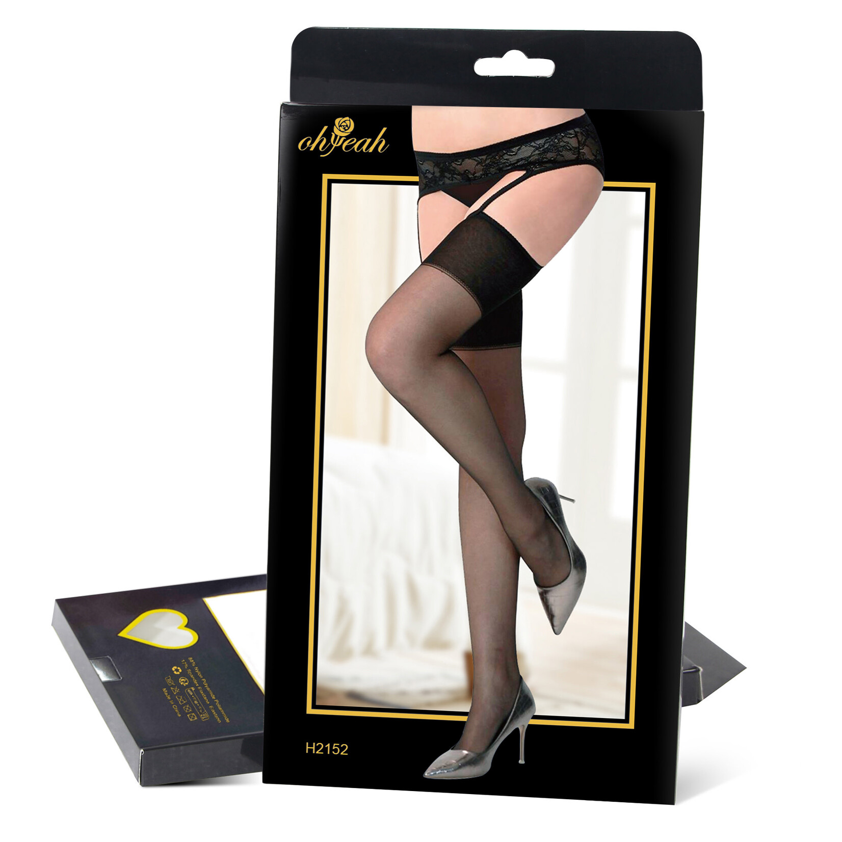 OH YEAH! -  BLACK STRAPPY HIGH WAIST LACE MESH PANTYHOSE XS-M AS SHOWN