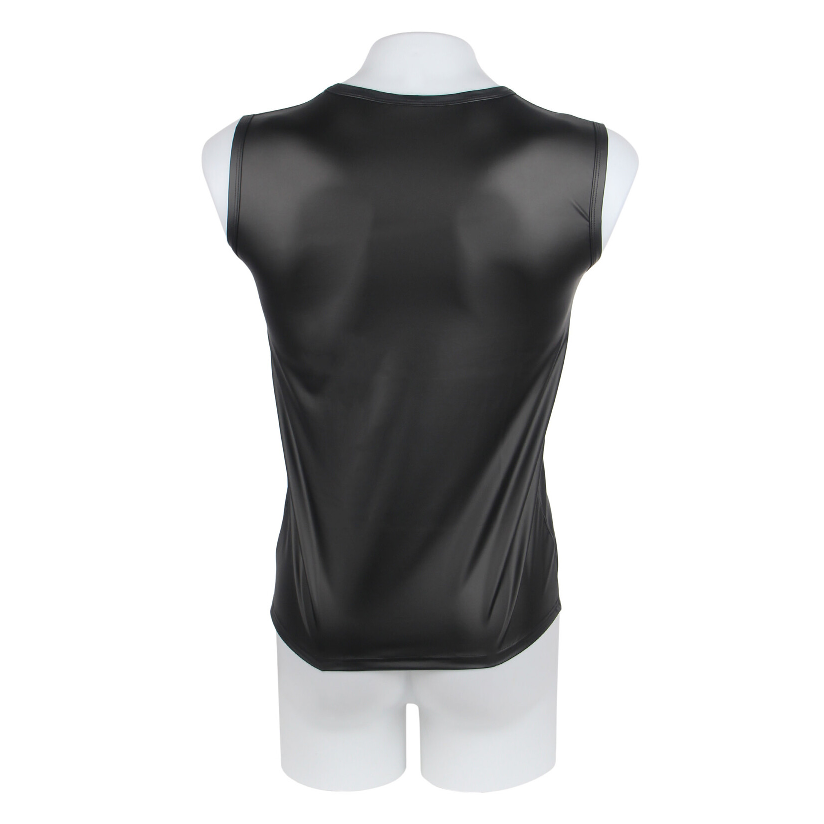 OH YEAH! -  BLACK MEN PU LEATHER SLEEVELESS T-SHIRT TOP SMALL BLACK