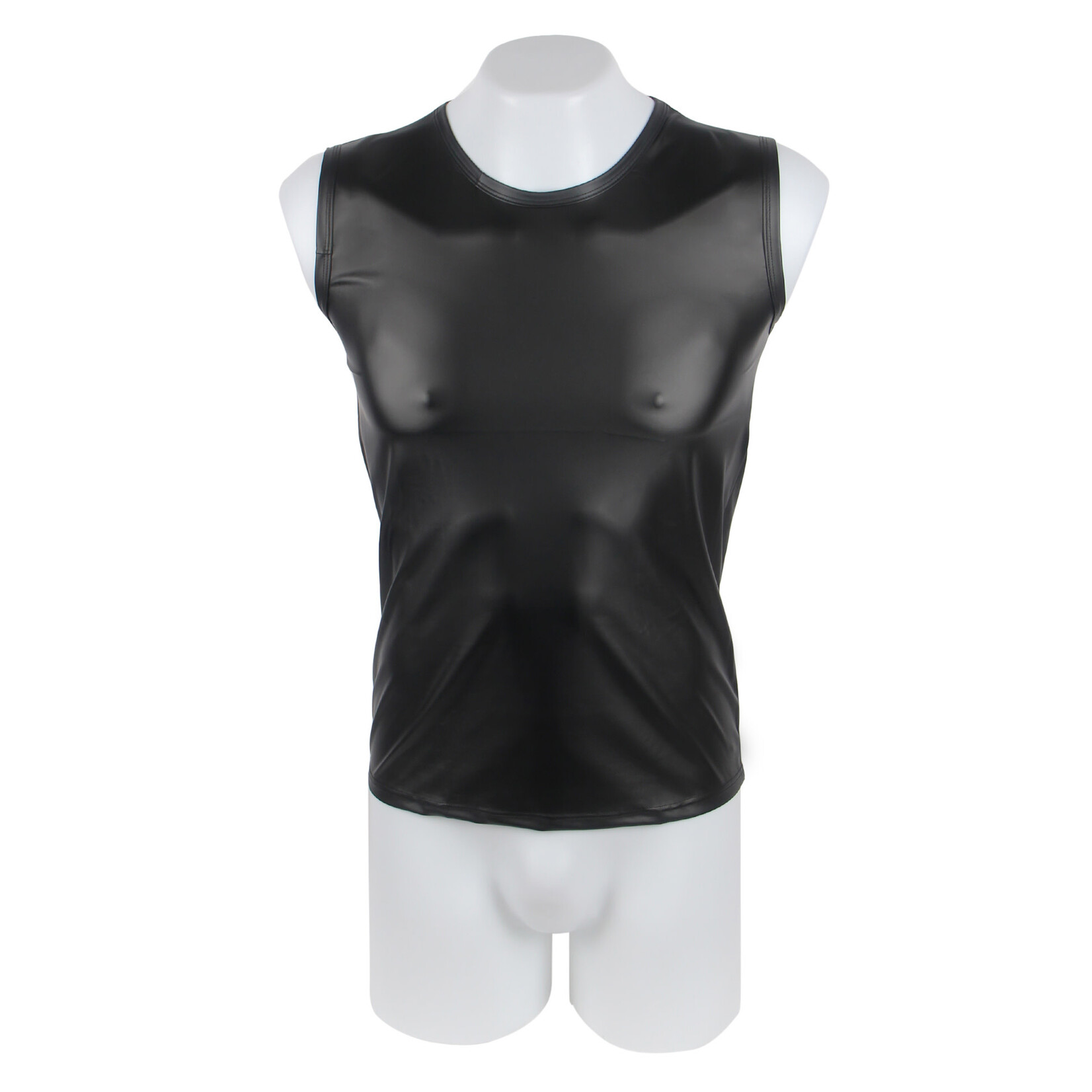 OH YEAH! -  BLACK MEN PU LEATHER SLEEVELESS T-SHIRT TOP LARGE BLACK