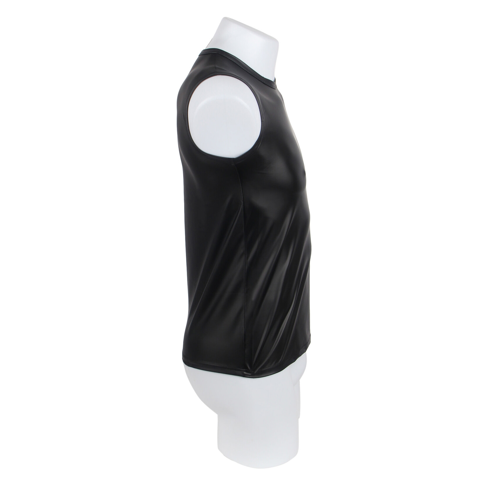 OH YEAH! -  BLACK MEN PU LEATHER SLEEVELESS T-SHIRT TOP X-LARGE BLACK