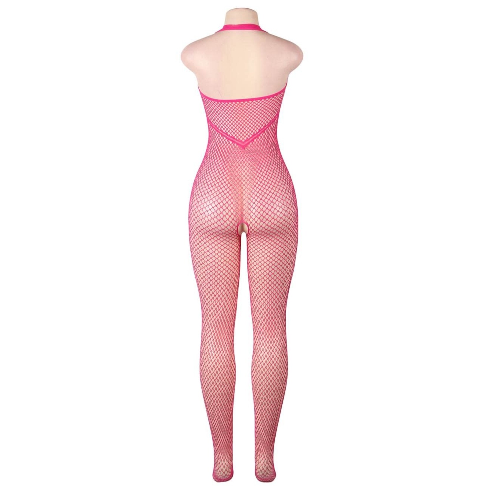 OH YEAH! -  HALTER SEXY NECK OPEN PINK NETTED BODYSTOCKING XS-M AS SHOWN