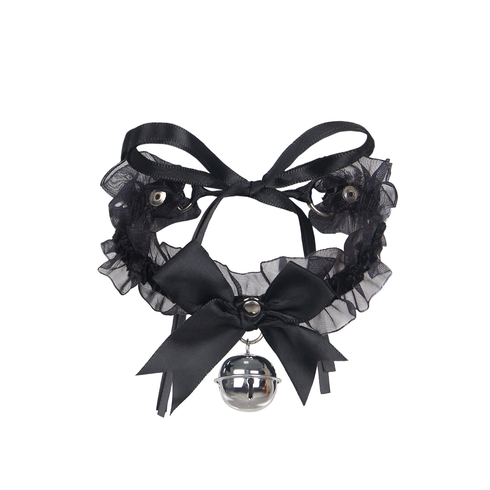 OH YEAH! -  BLACK SEXY BOW LACE BELL NECK RING ONE SIZE BLACK