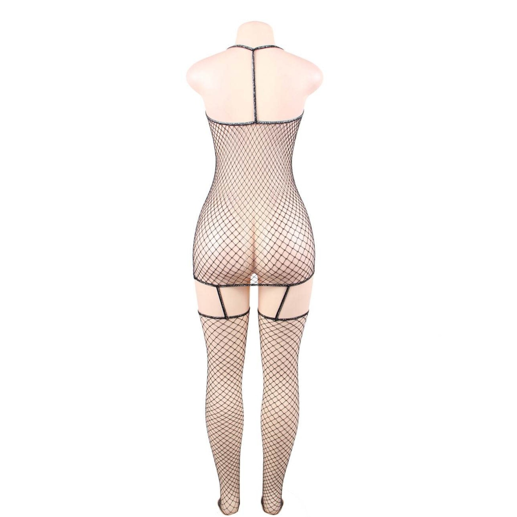 OH YEAH! -  PLUS SIZE FASHION SPARKLE FISHNET BODYSTOCKING L-2XL AS SHOWN