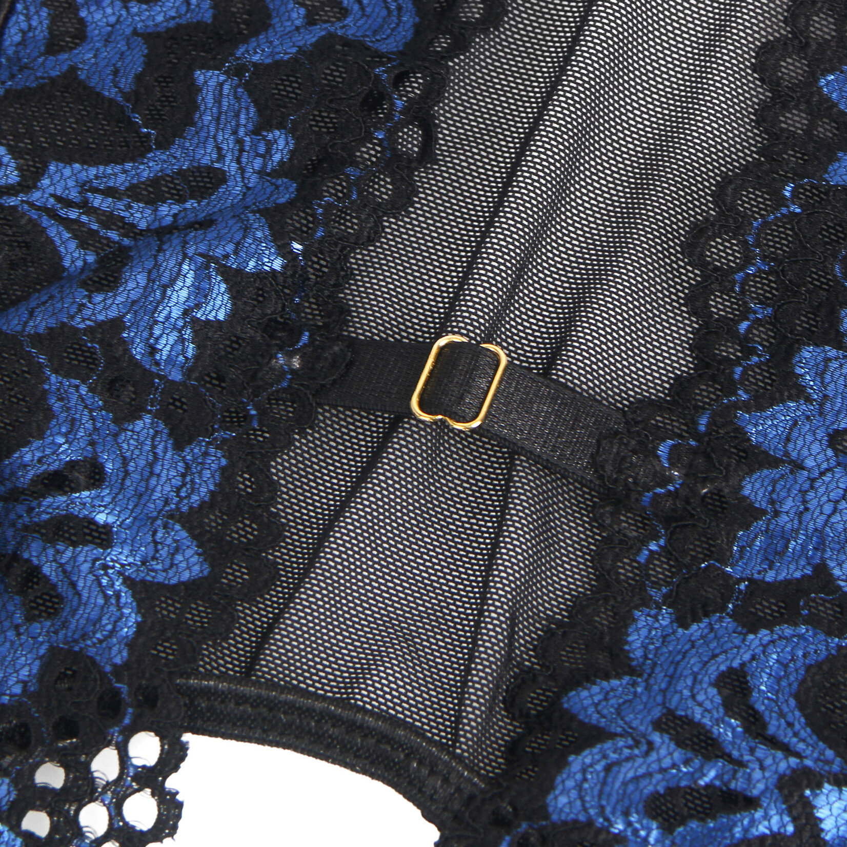 OH YEAH! -  BLUE SEXY EMBROIDERED LACE GARTER LINGERIE SET X-LARGE BLUE