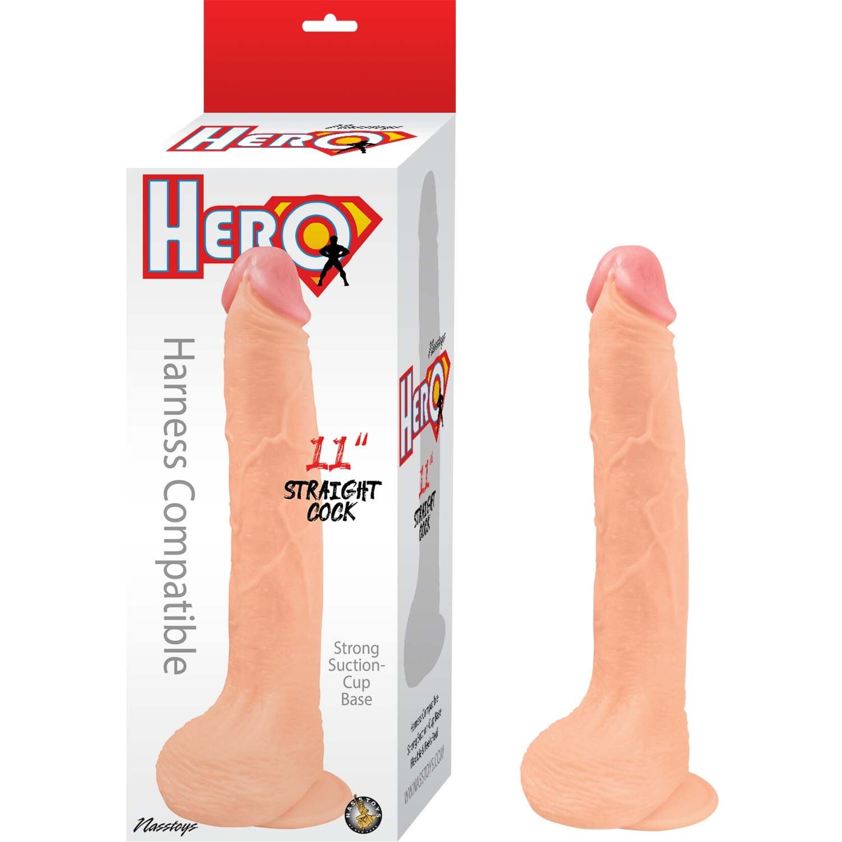 HERO 11 INCH STRAIGHT HARNESS COMPATIBLE DILDO