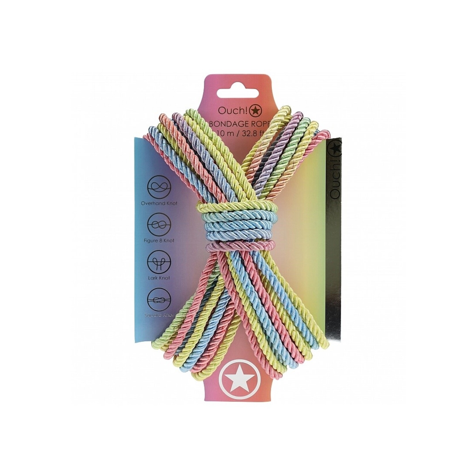 SHOTS OUCH! 32.8'/10M BONDAGE ROPE IN PASTEL RAINBOW