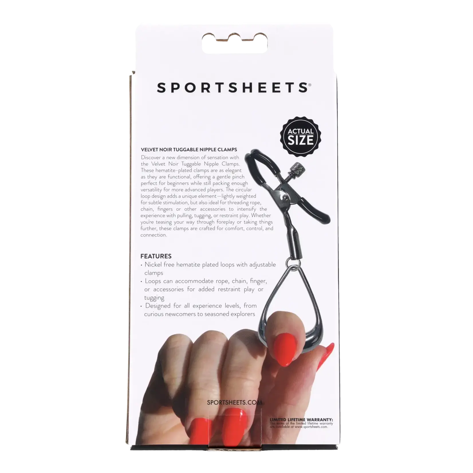 SPORTSHEETS VELVET NOIR TUGGABLE NIPPLE CLAMPS