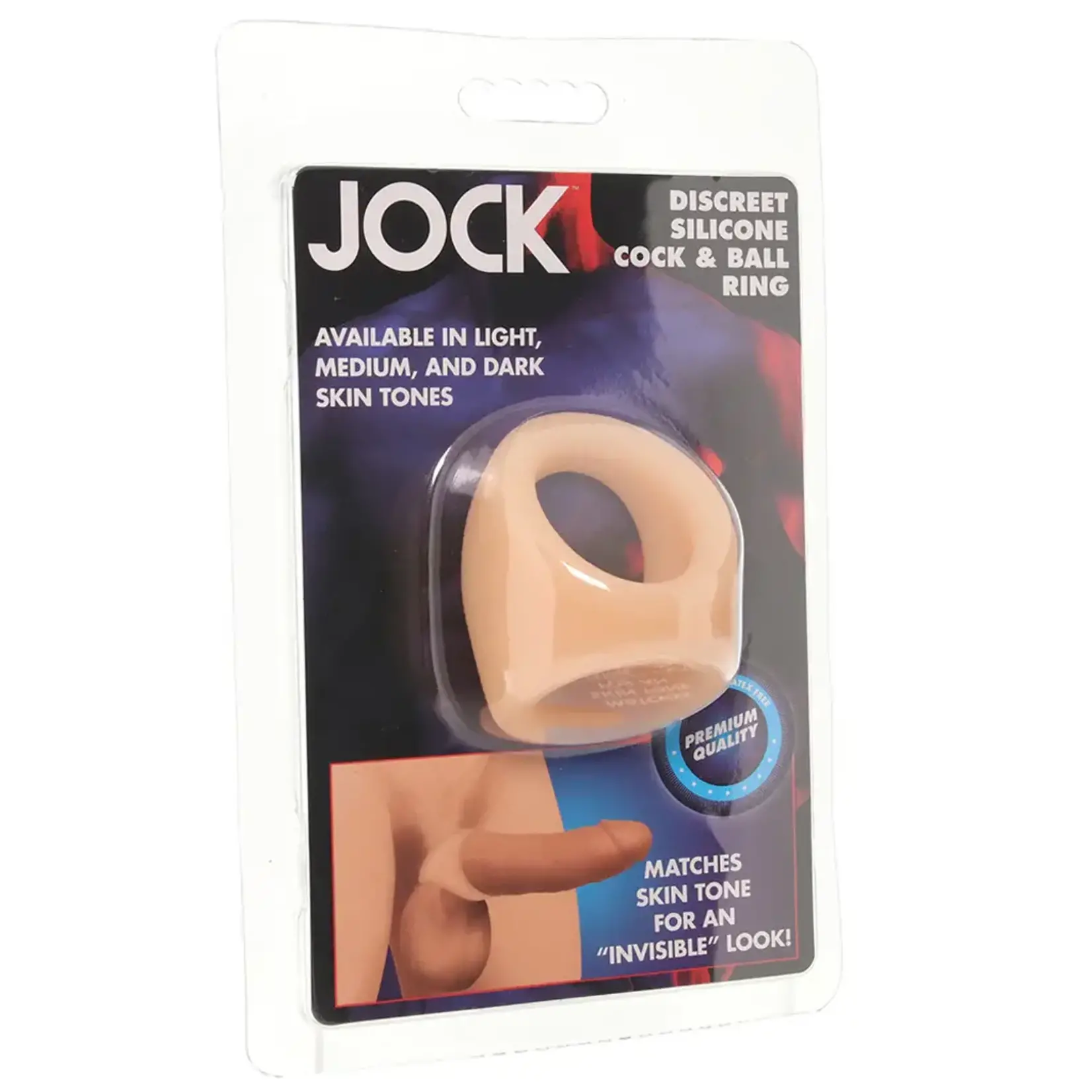 XR BRANDS JOCK DISCREET SILICONE COCK & BALL RING IN LIGHT
