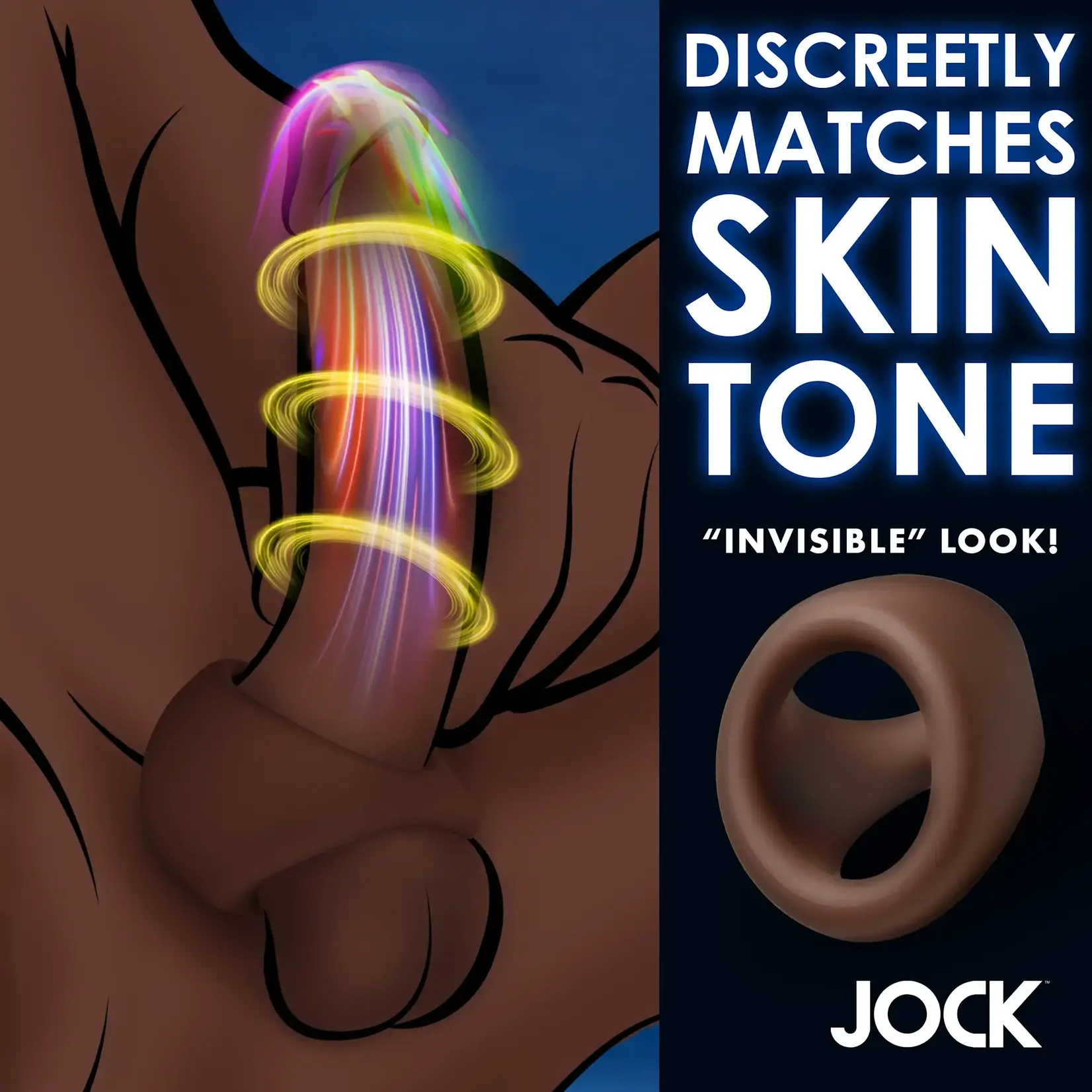 XR BRANDS JOCK DISCREET SILICONE COCK & BALL RING IN DARK