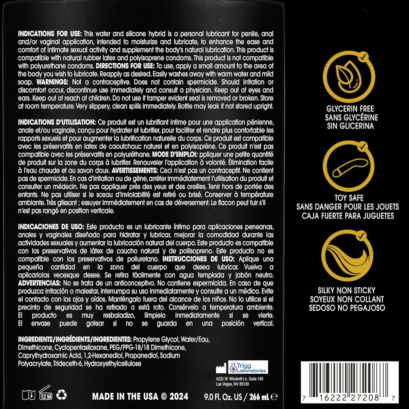 WET WET GOLD HYBRID WATER SILICONE BLEND 9 FL.OZ/266ML