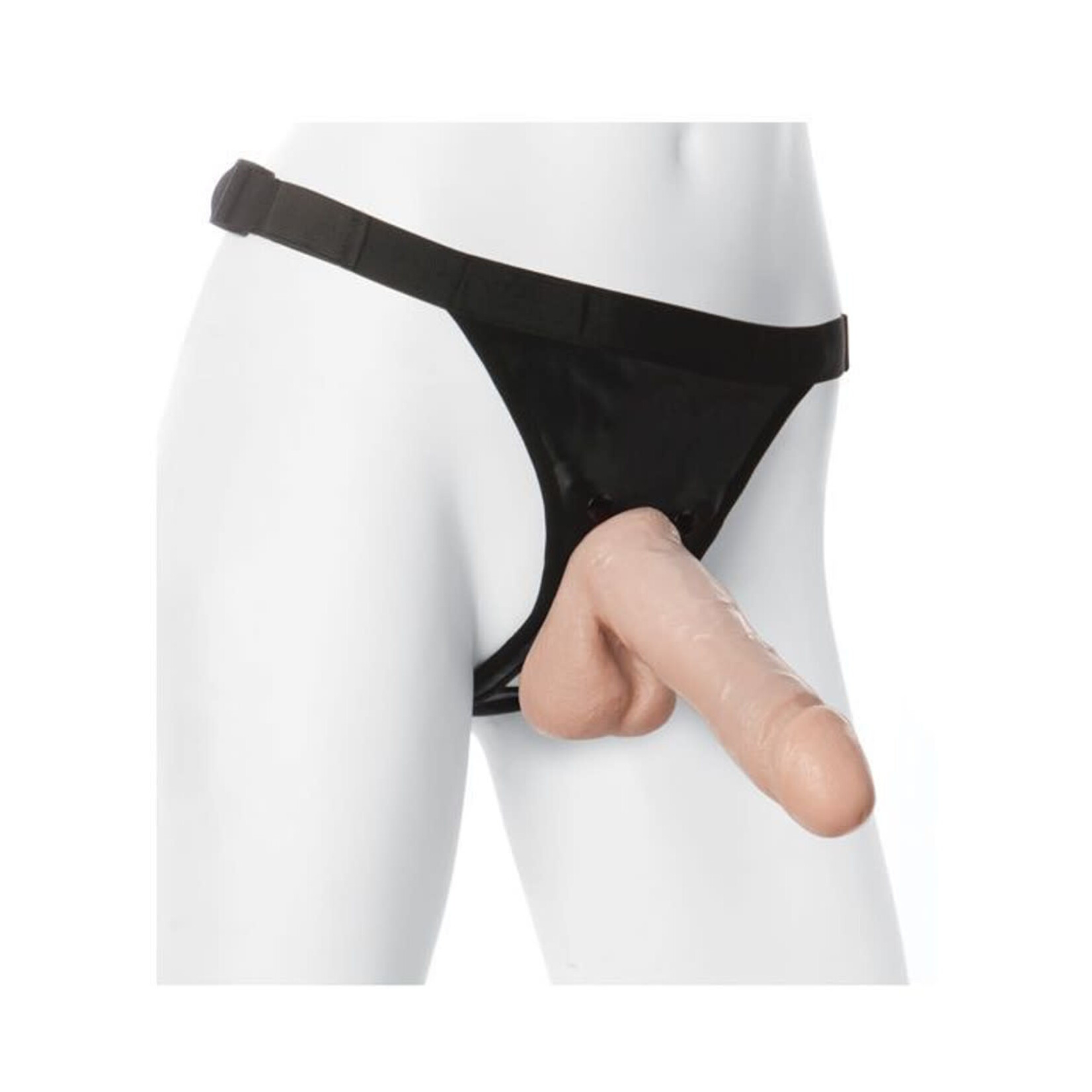 DOC JOHNSON VAC-U-LOCK - 8 INCH ULTRASKYN COCK W ULTRA HARNESS VANILLA