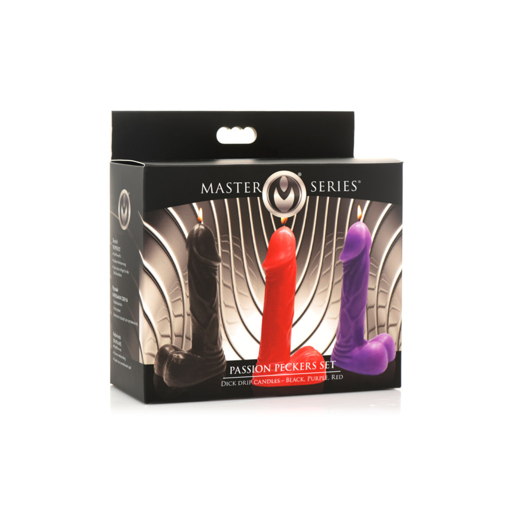 MASTER SERIES MASTER SERIES PASSION PECKERS CANDLE SET - BLACK, PURPLE, RED