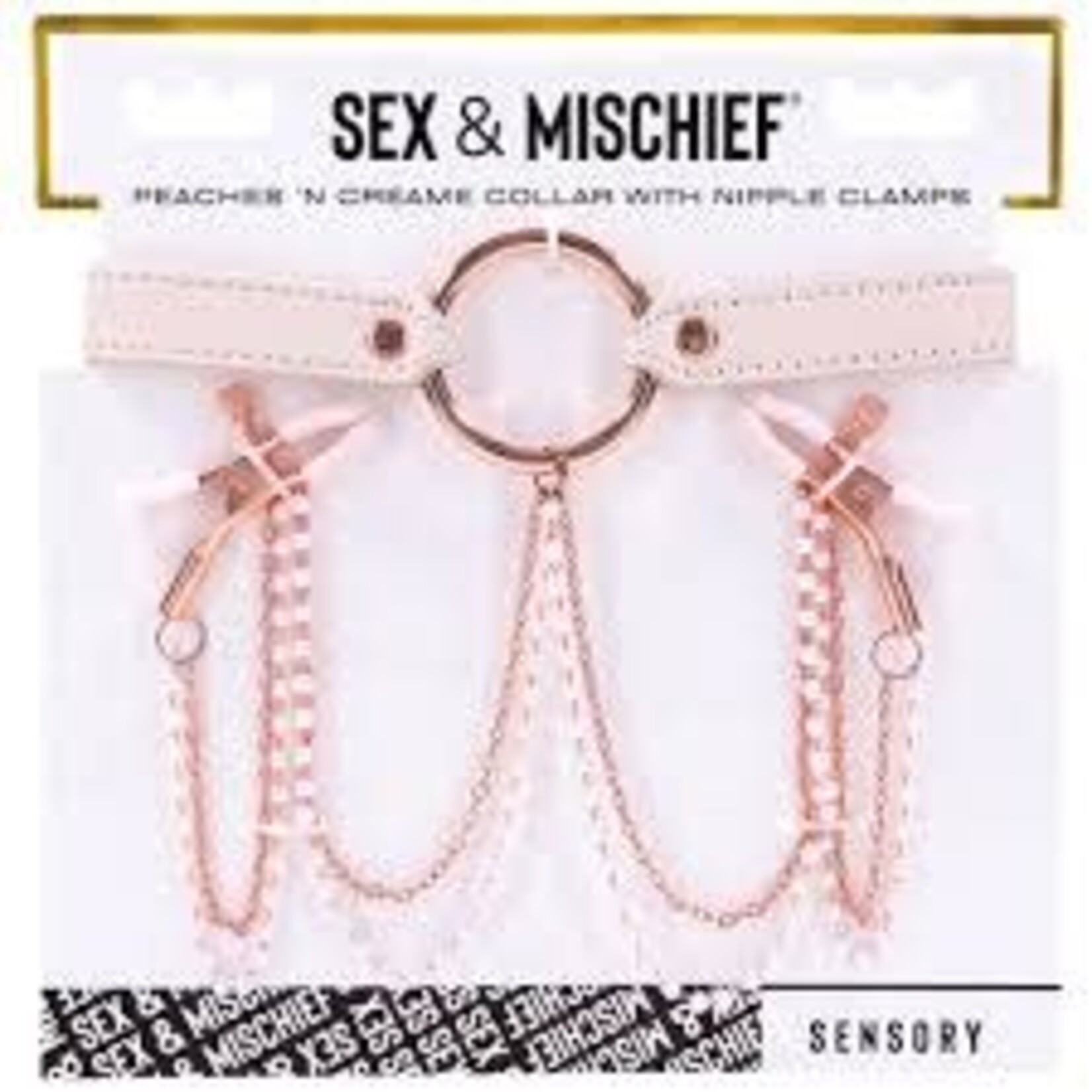 SEX & MISCHIEF S&M PEACHES 'N CREAME COLLAR WITH NIPPLE CLAMPS