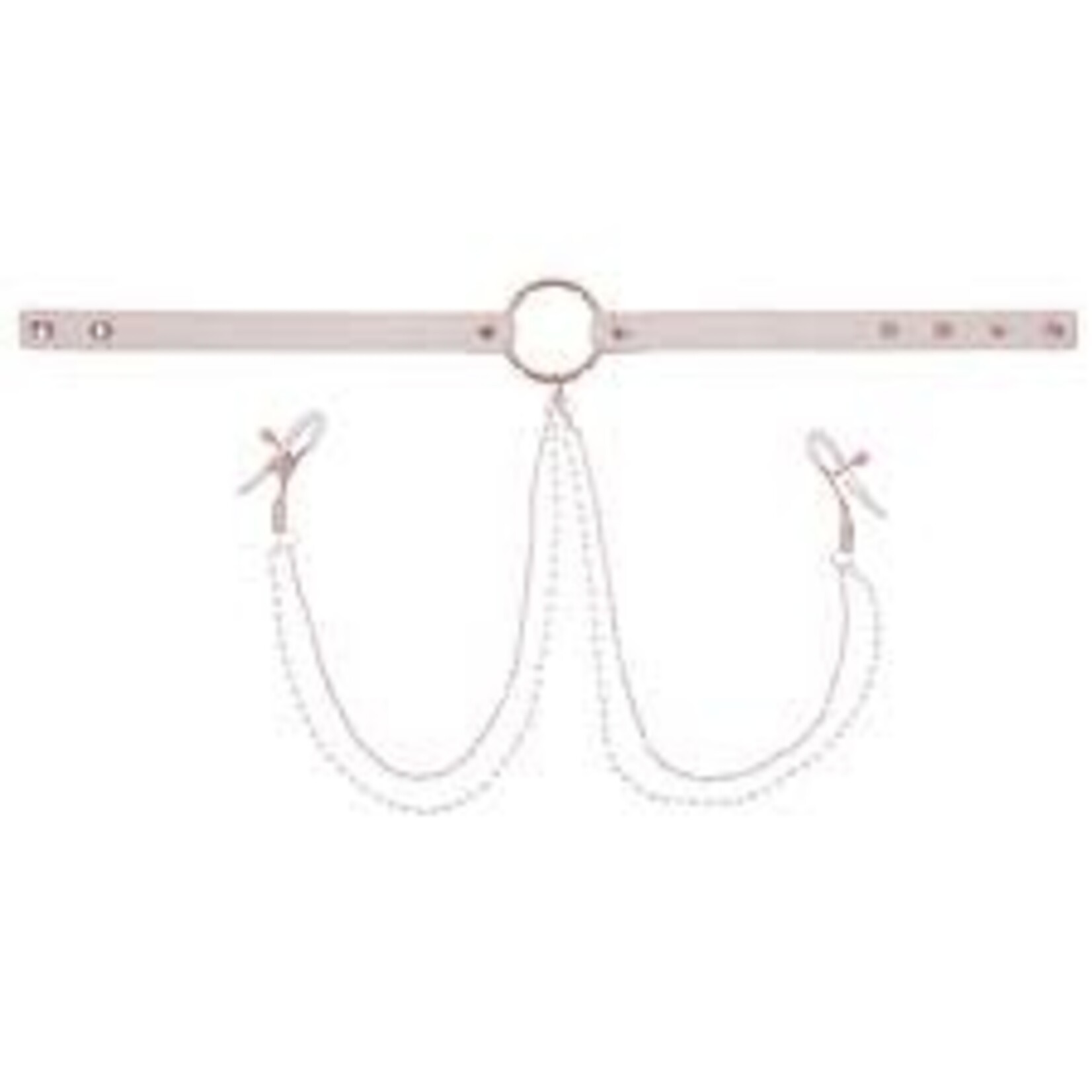 SEX & MISCHIEF S&M PEACHES 'N CREAME COLLAR WITH NIPPLE CLAMPS