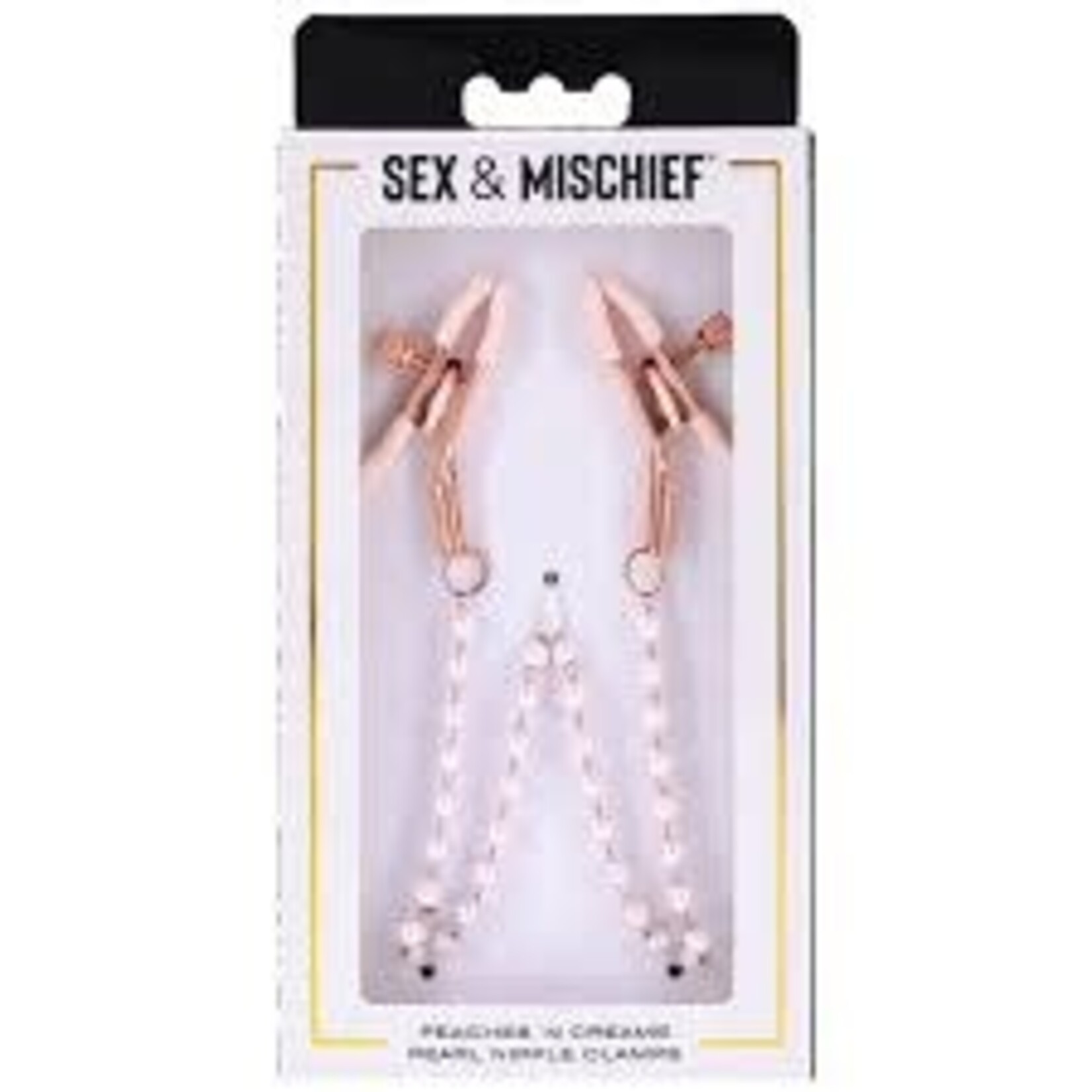 SEX & MISCHIEF S&M PEACHES 'N CREAME PEARL NIPPLE CLAMPS