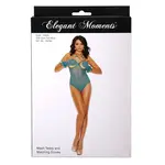 ELEGANT MOMENTS ELEGANT MOMENTS - MESH TEDDY AND MATCHING GLOVES - GREEN