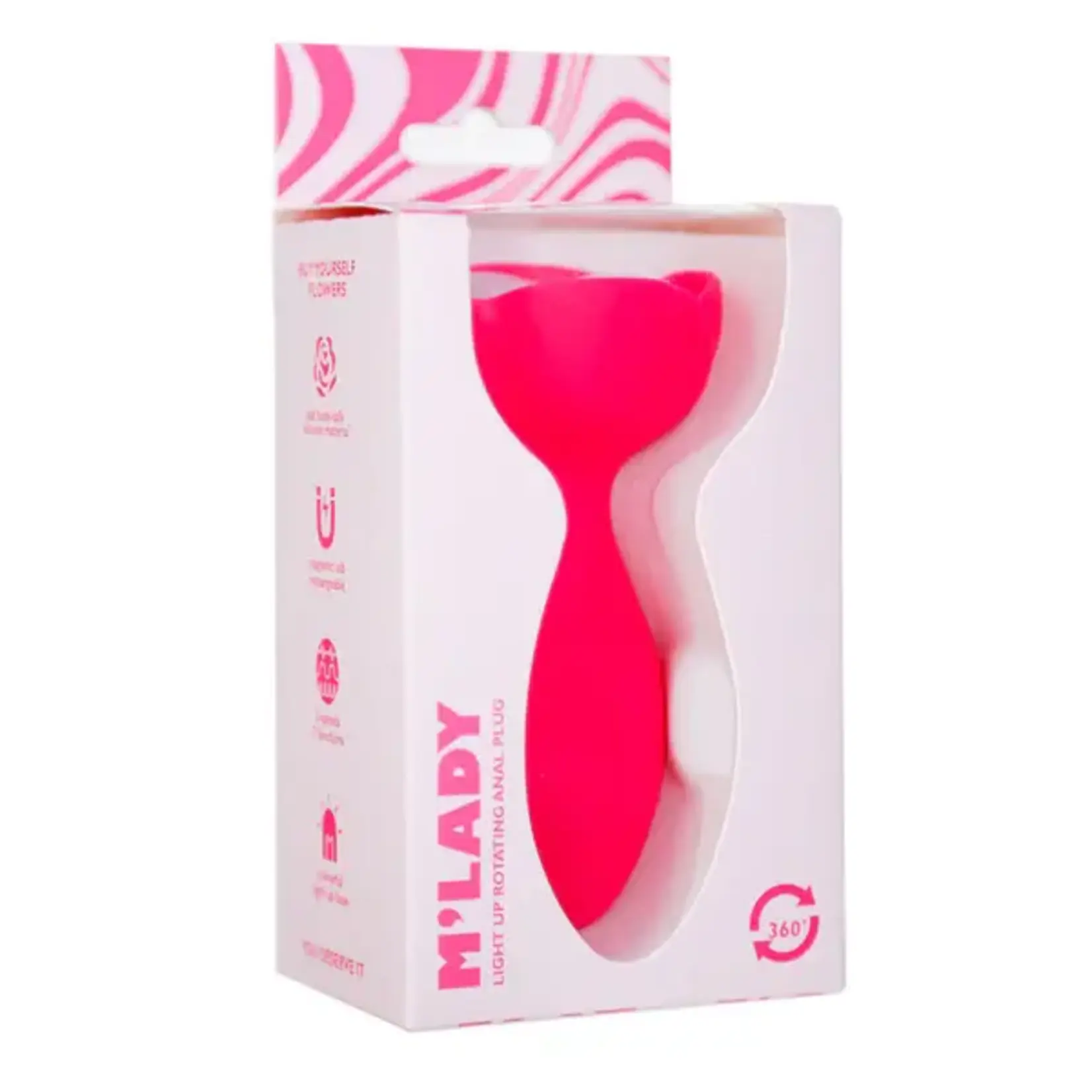 M'LADY LIGHT UP ROTATING ANAL PLUG - PINK