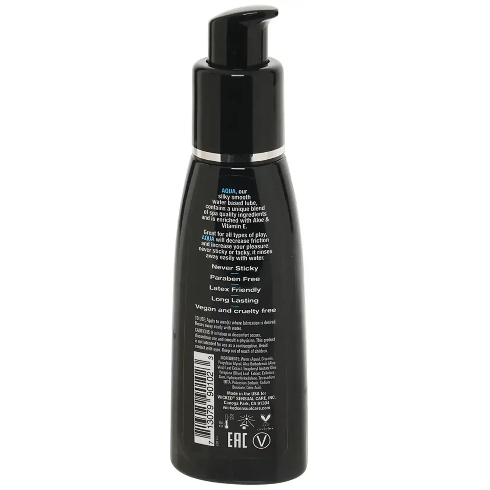 WICKED - AQUA FRAGERANCE FREE WATER BASED LUBE  2OZ/60ML