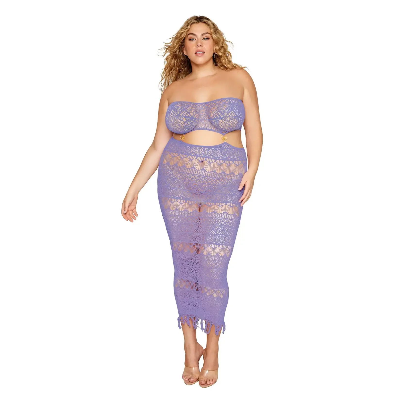 DREAMGIRL LINGERIE DREAMGIRL SEAMLESS KNIT GOWN LAVENDER QUEEN