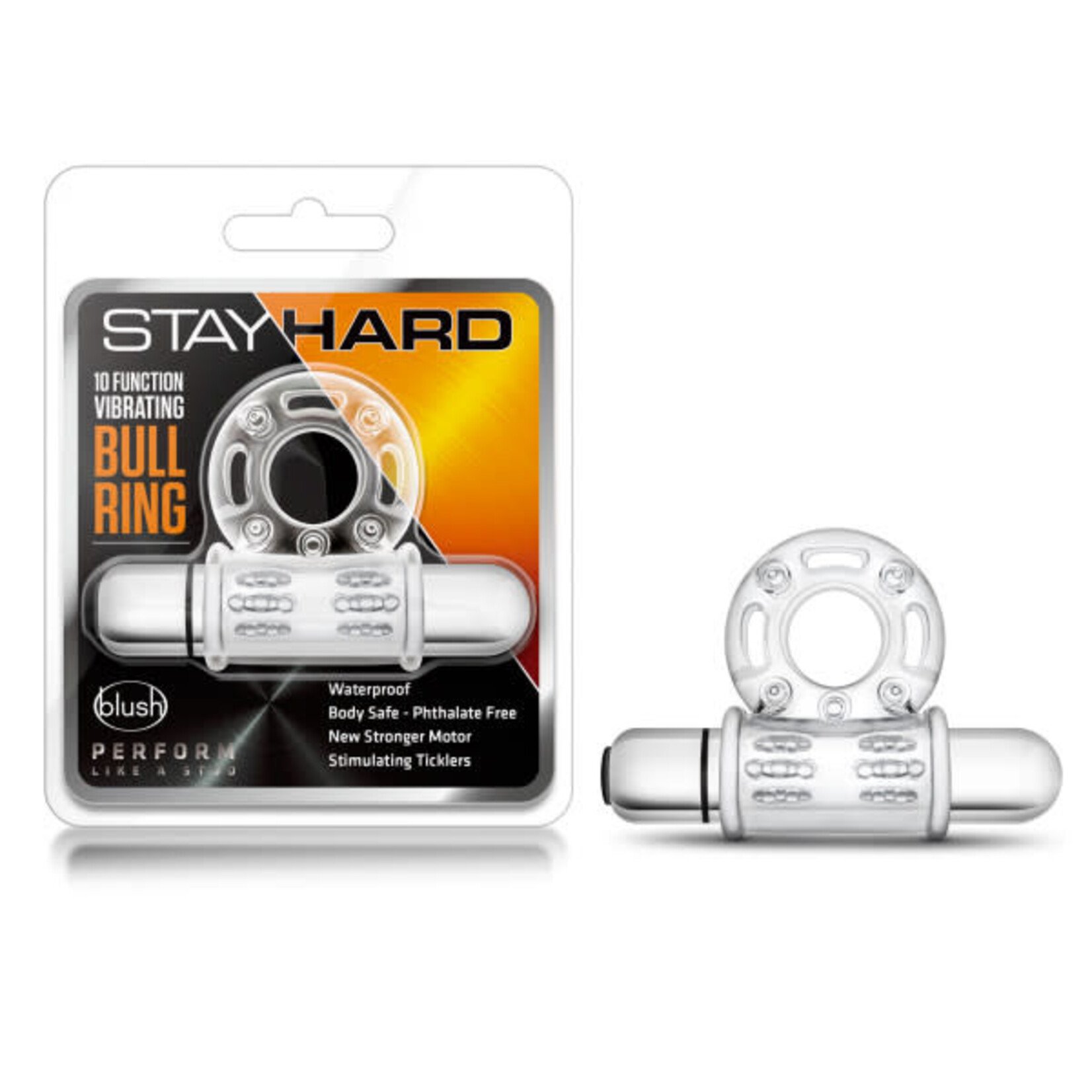 BLUSH BLUSH - STAY HARD - 10 FUNCTION VIBRATING MEGA BULL RING - CLEAR