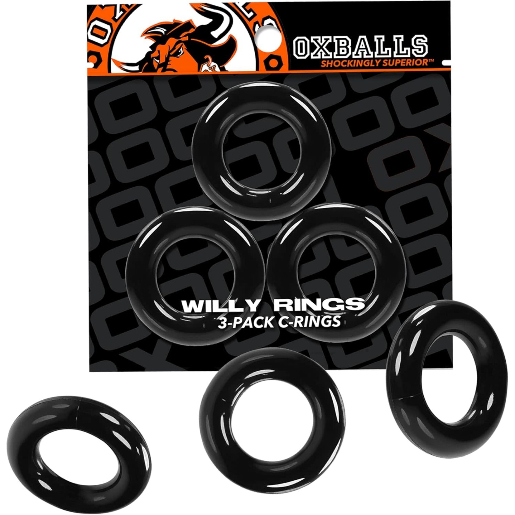 OXBALLS OXBALLS - WILLY RINGS – 3 PACK – BLACK