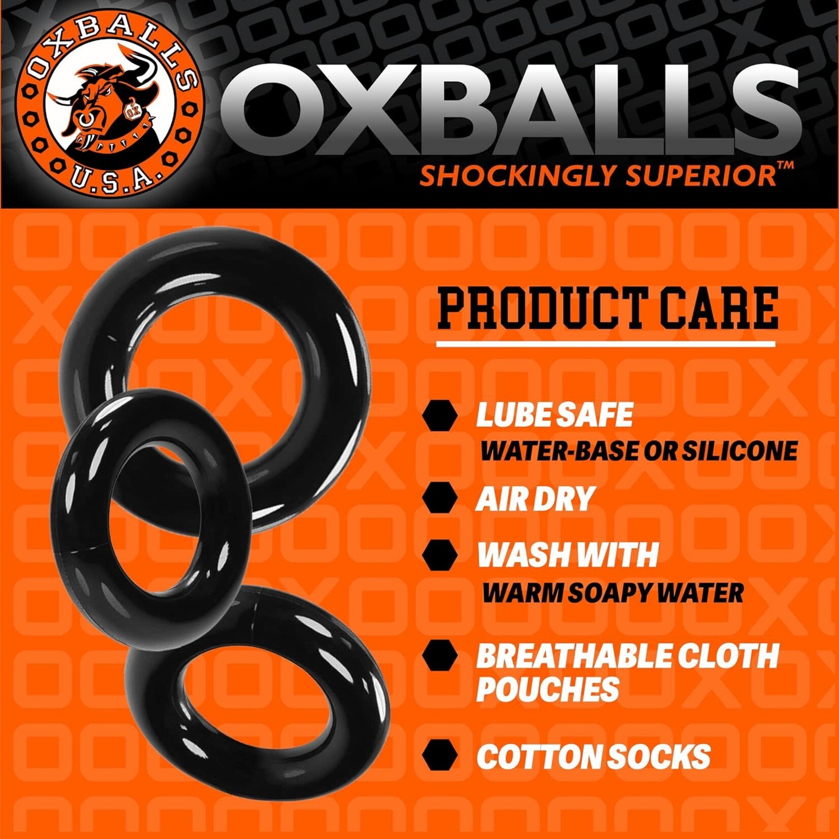 OXBALLS OXBALLS - WILLY RINGS – 3 PACK – BLACK