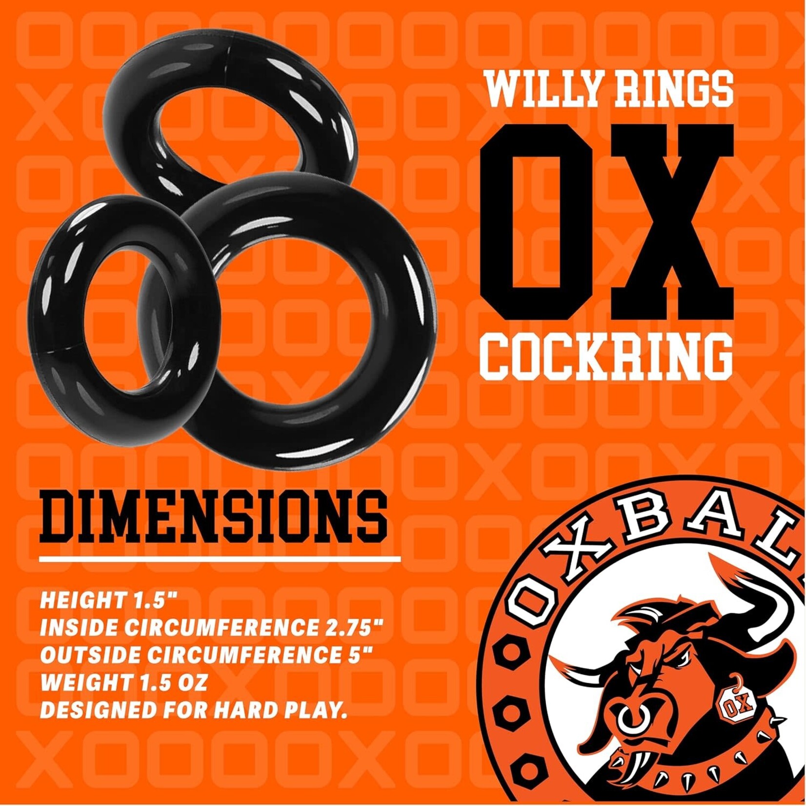 OXBALLS OXBALLS - WILLY RINGS – 3 PACK – BLACK